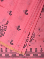 Thumbnail for Baby Pink Khadi Cotton Handloom Saree with Buta and One Side Border Design - Global Threads - Distacart