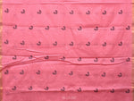 Thumbnail for Baby Pink Khadi Cotton Handloom Saree with Buta and One Side Border Design - Global Threads - Distacart