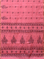 Thumbnail for Baby Pink Khadi Cotton Handloom Saree with Buta and One Side Border Design - Global Threads - Distacart
