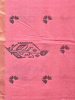 Thumbnail for Baby Pink Khadi Cotton Handloom Saree with Buta and One Side Border Design - Global Threads - Distacart