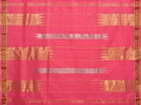 Thumbnail for Baby Pink Khadi Cotton Handloom Saree with Doby Border and Zari Strips Pallu Design - Global Threads - Distacart
