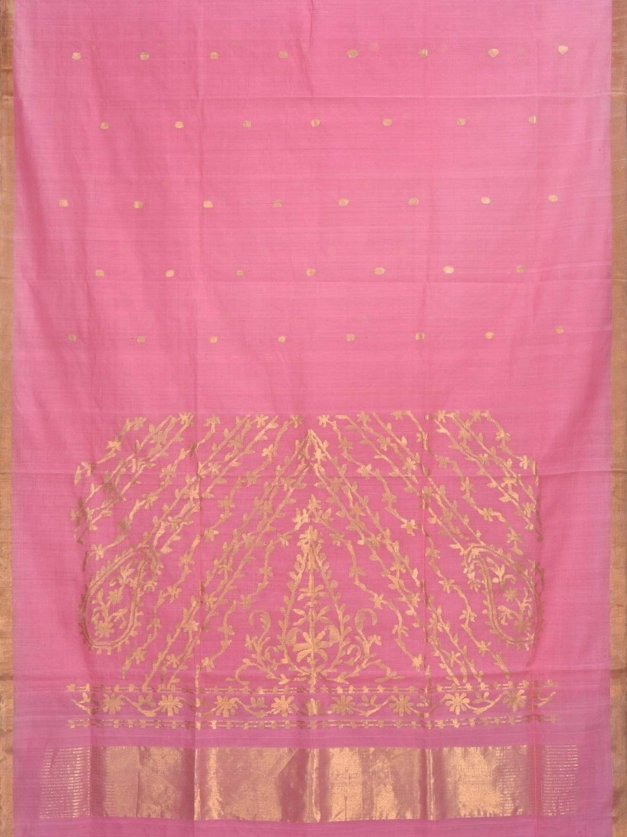 Baby Pink Khadi Cotton Handloom Saree with Pallu Design - Global Threads - Distacart