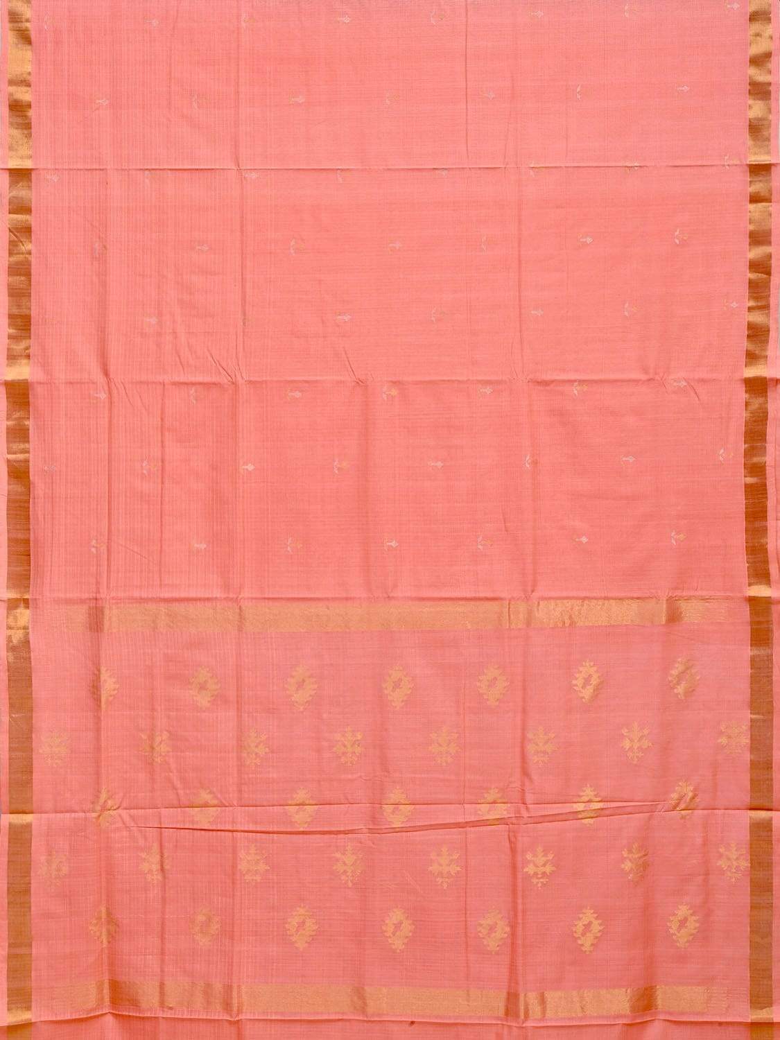 Baby Pink Uppada Cotton Handloom Saree with Assorted Buta Pallu Design - Global Threads - Distacart