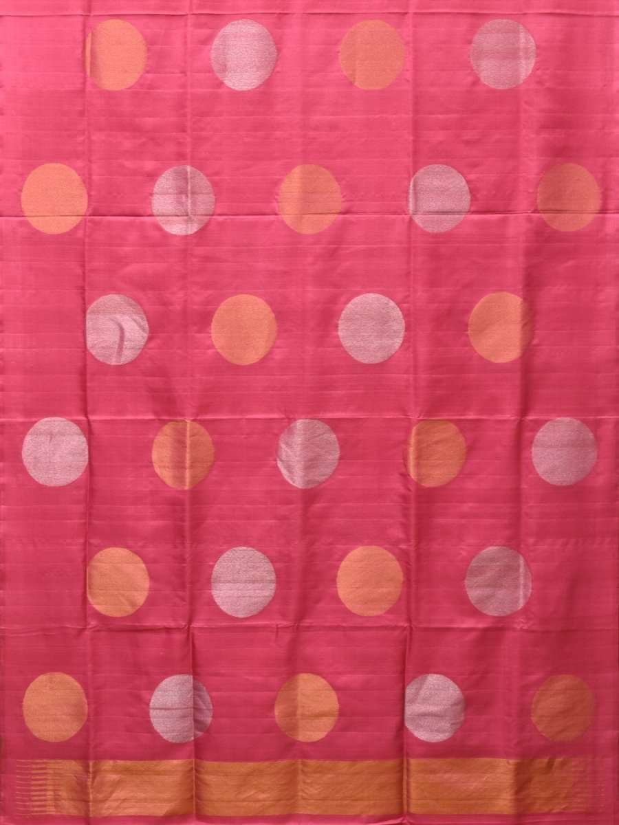 Baby Pink Uppada Silk Handloom Saree with Big Round Body Buta Design - Global Threads - Distacart