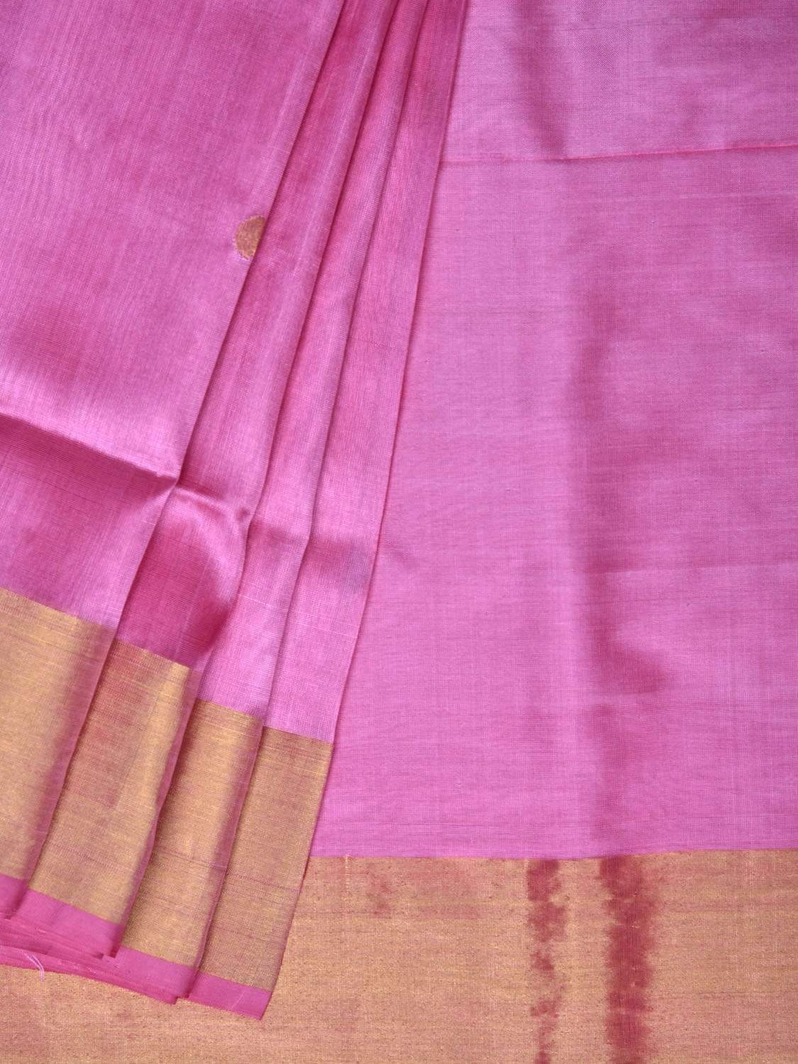 Baby Pink Uppada Silk Handloom Saree with Corner Mango Pallu Design - Global Threads - Distacart