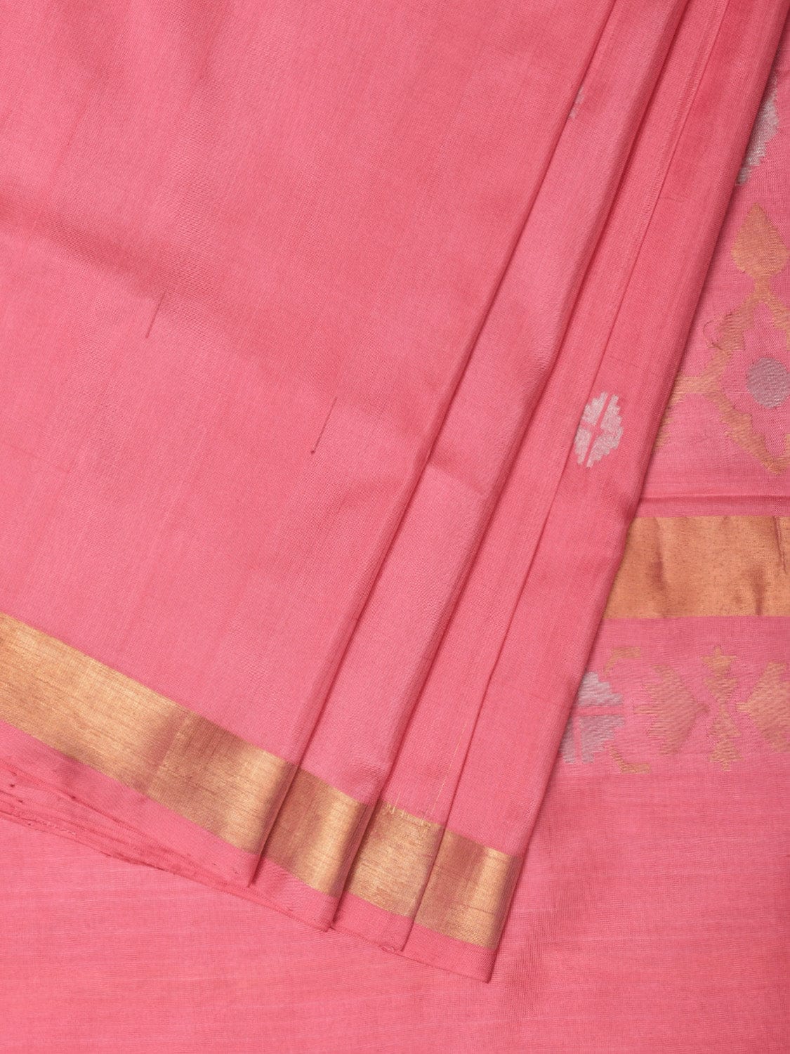 Baby Pink Uppada Silk Handloom Saree with Mango Pallu Design - Global Threads - Distacart