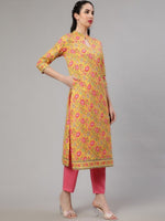 Thumbnail for Aks Floral Printed Regular Pure Cotton Kurta With Trousers - Distacart