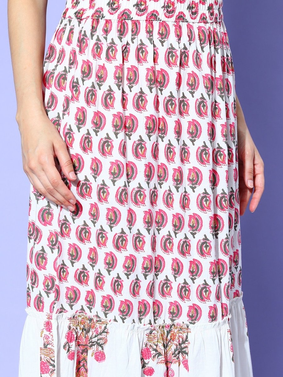All About You Women White Floral Printed Regular Gotta Patti Pure Cotton Kurta with Skirt & With Dupatta - Distacart