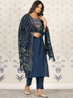Thumbnail for Ode by House of Pataudi Ethnic Motifs Yoke Design Kurta With Trousers & Dupatta - Distacart