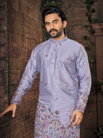 Thumbnail for Anaita Purple Multi Thread Work Silk Straight Kurta - Distacart