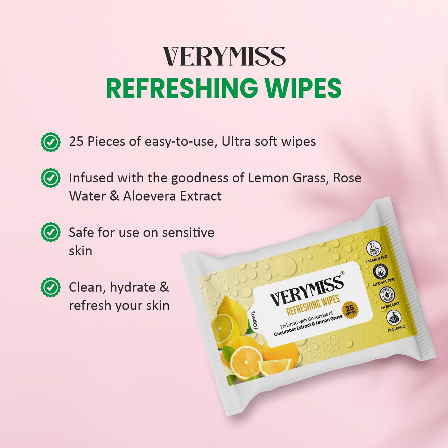 VERYMISS Rose Refreshing Face Wipes - Distacart