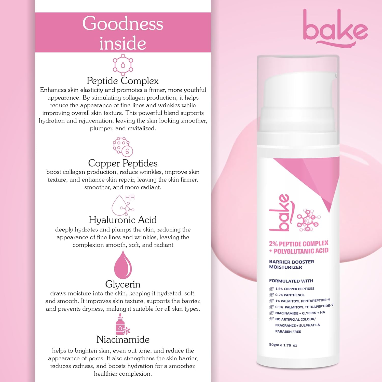 Bake Super Glow+ Glazed Peptide Barrier Repair Moisturizer