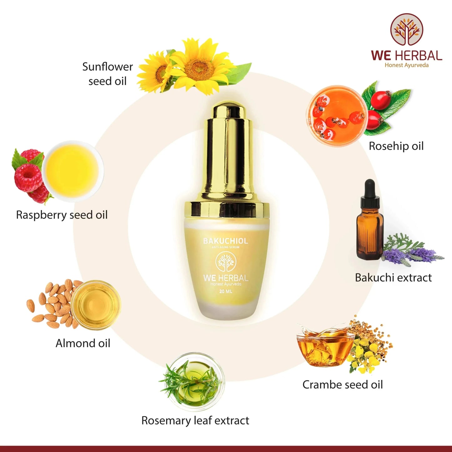 We Herbal|Honest Ayurveda Bakuchiol Serum: Gentle, Ayurvedic Anti-Aging Potion - Distacart