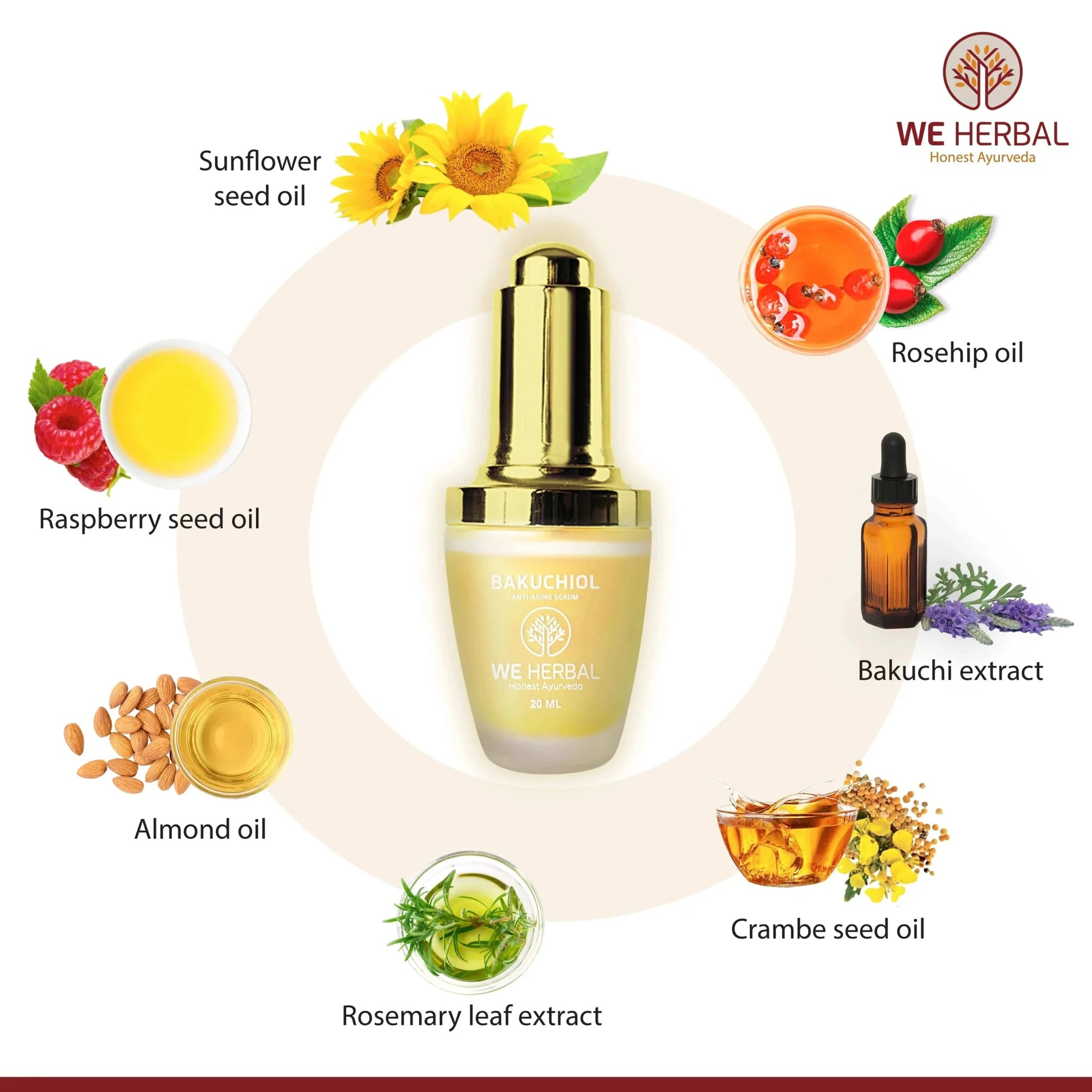 We Herbal|Honest Ayurveda Bakuchiol Serum: Gentle, Ayurvedic Anti-Aging Potion - Distacart
