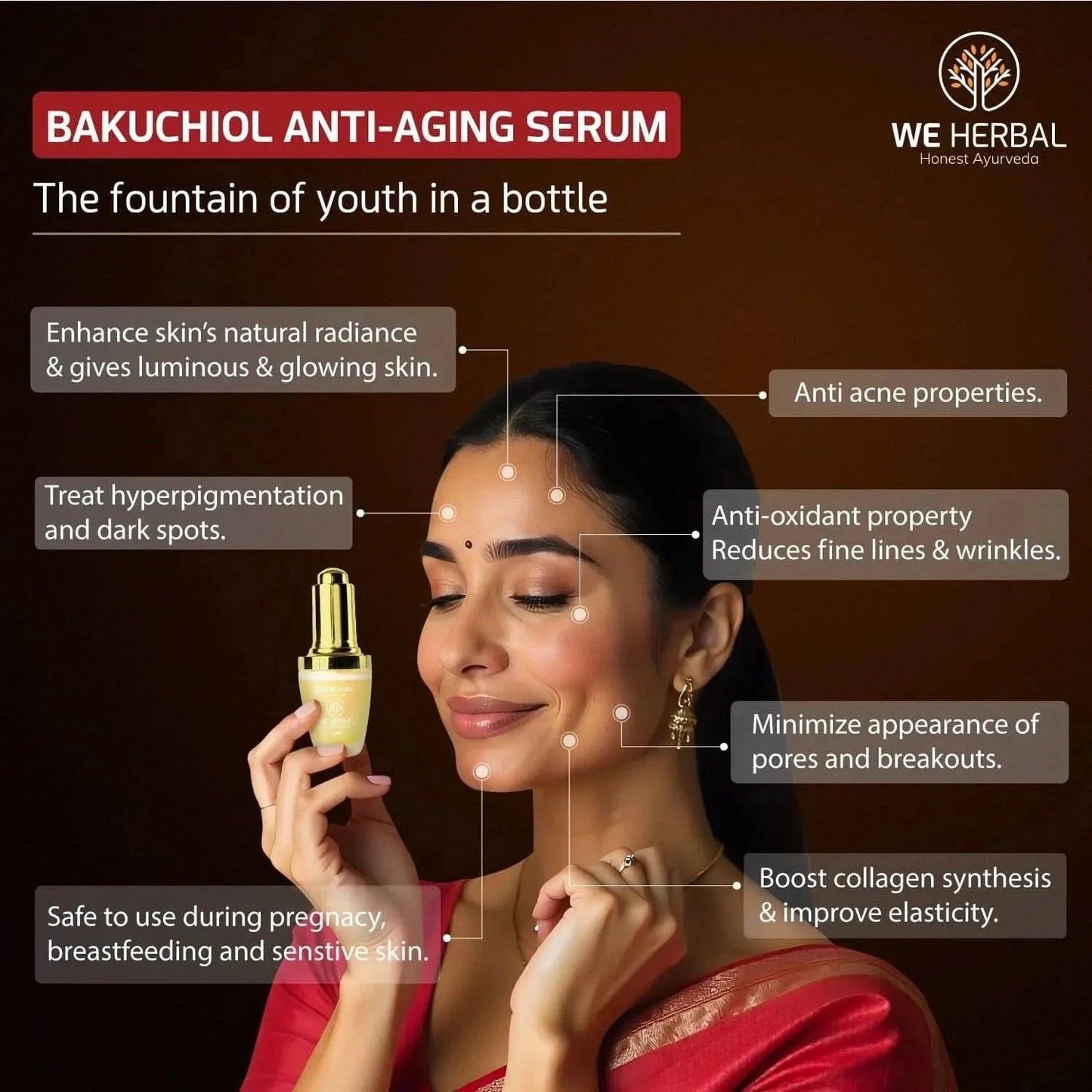 We Herbal|Honest Ayurveda Bakuchiol Serum: Gentle, Ayurvedic Anti-Aging Potion - Distacart