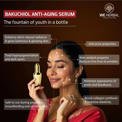 We Herbal|Honest Ayurveda Bakuchiol Serum: Gentle, Ayurvedic Anti-Aging Potion - Distacart