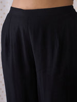 Thumbnail for Indo Era Black Floral Embroidered Thread Work Kurta with Trousers & Dupatta