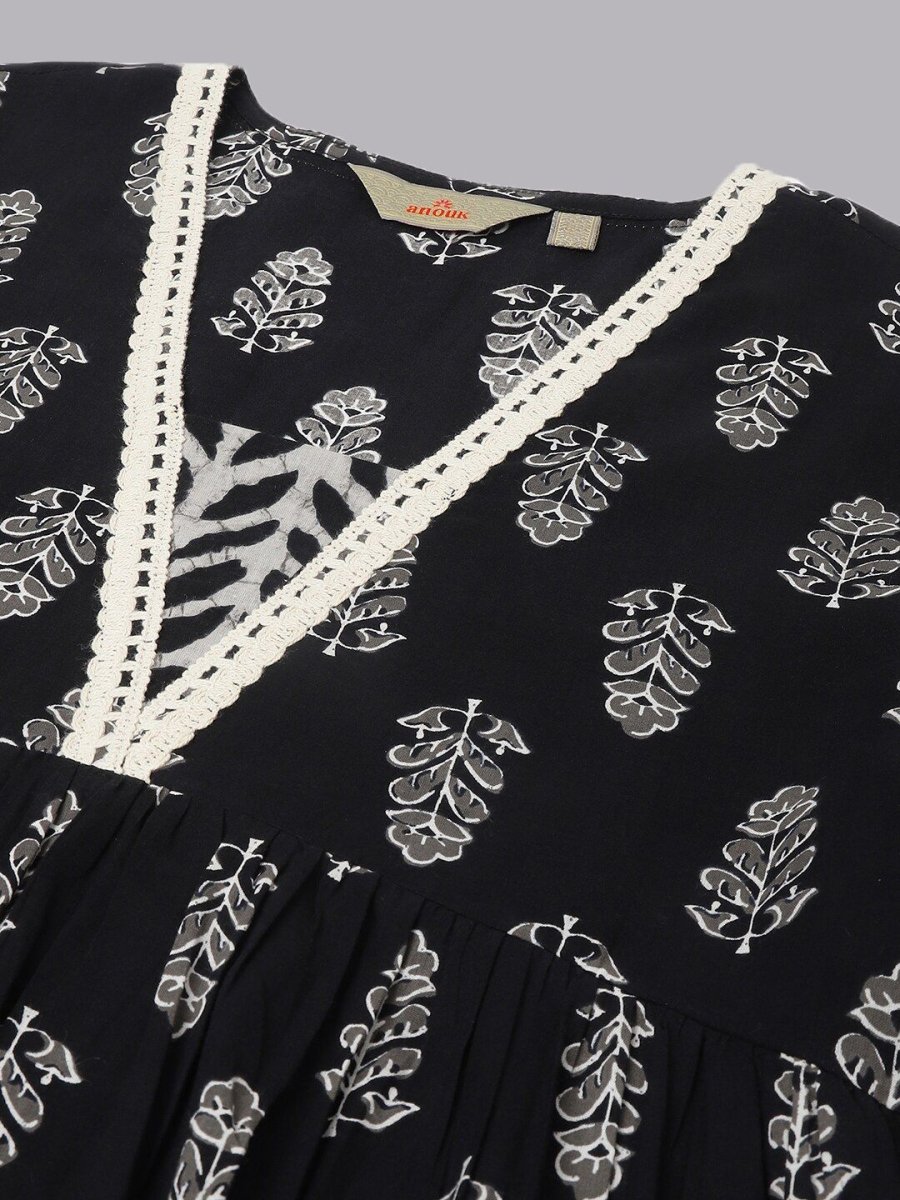 Anouk Ethnic Motifs Printed Gotta Patti Pure Cotton Kurta With Trousers & Dupatta - Distacart