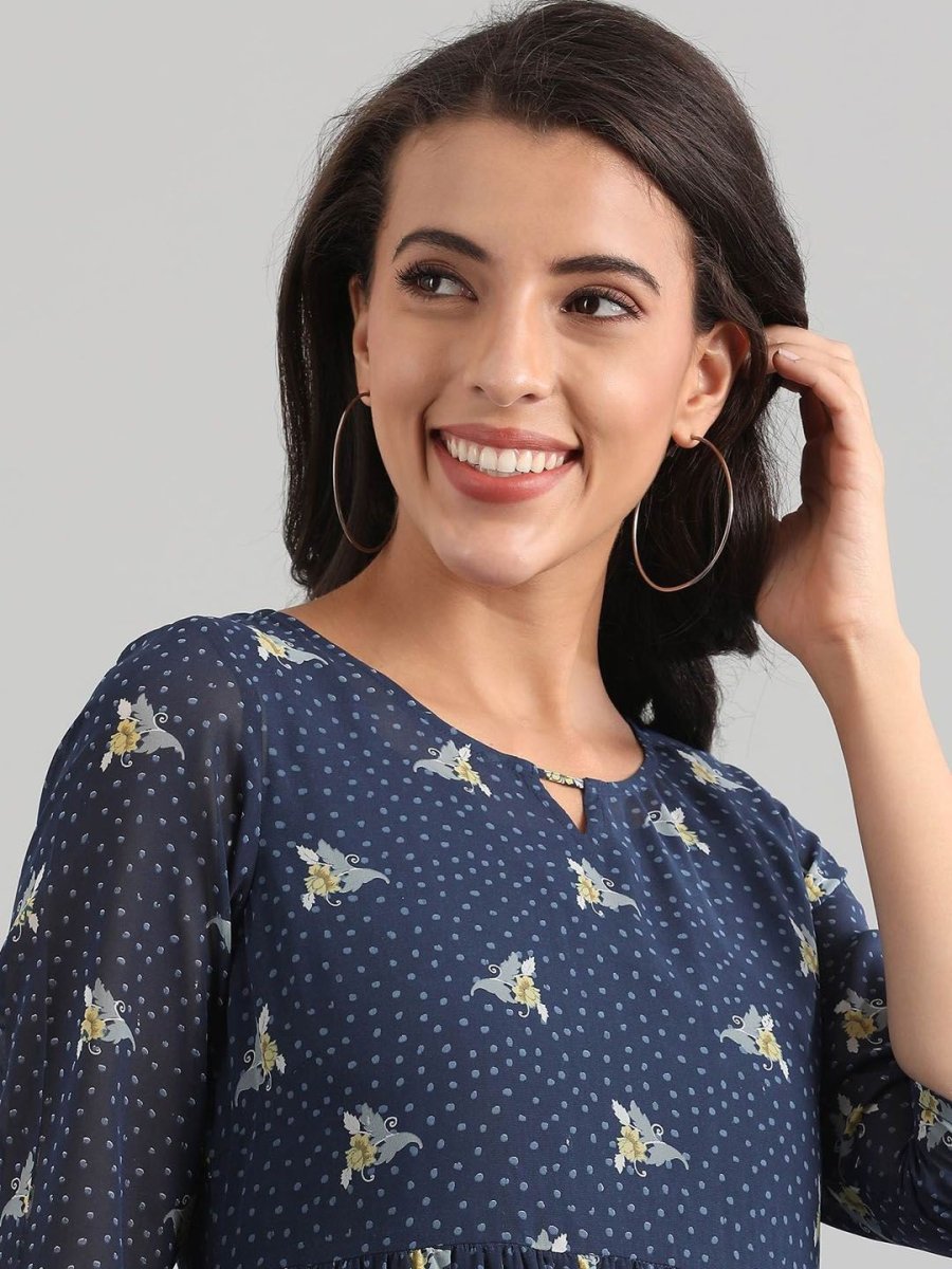 AURELIA Women Blue Printed Maxi Dress - Distacart