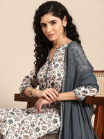 Thumbnail for Anouk Women Floral Printed Regular Kurta with Trousers & With Dupatta