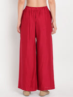 Thumbnail for TAG 7 Women Pack of 2 Maroon & Beige Solid Wide-Leg Palazzos
