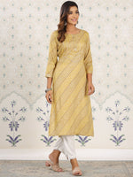 Thumbnail for Ode by House of Pataudi Ethnic Motifs Printed Gotta Patti Straight Kurta - Distacart