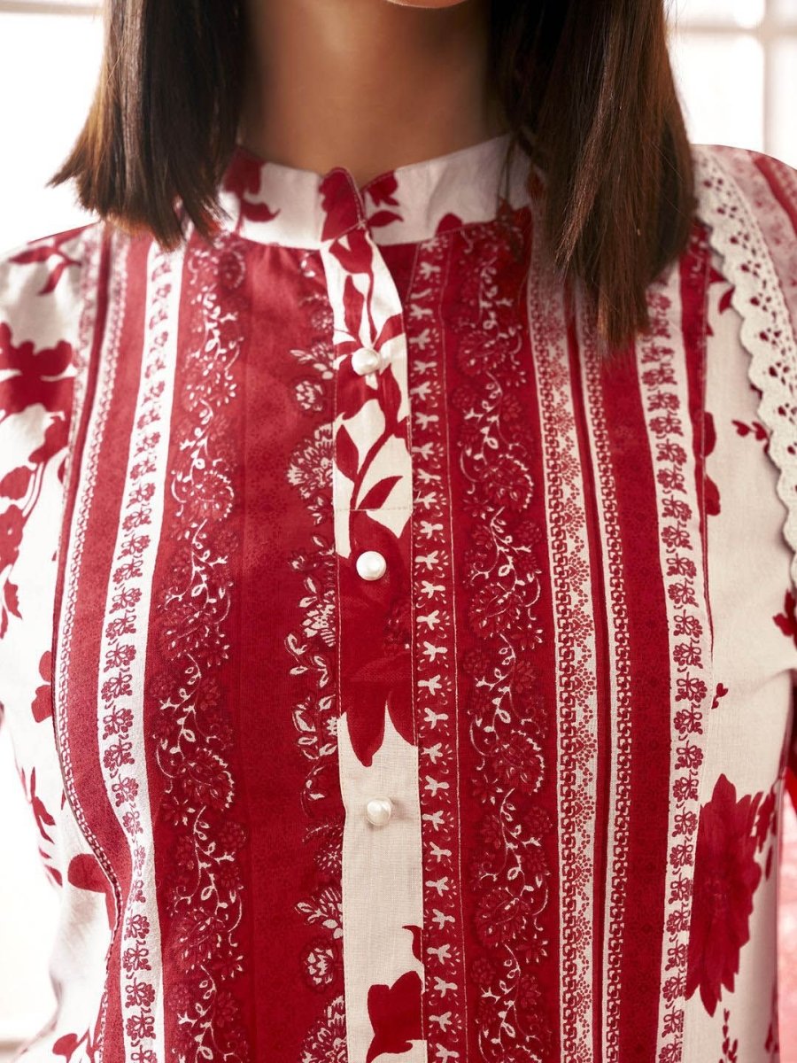 Anouk Women Floral Printed Pleated Pure Cotton Kurta with Trousers & With Dupatta - Distacart