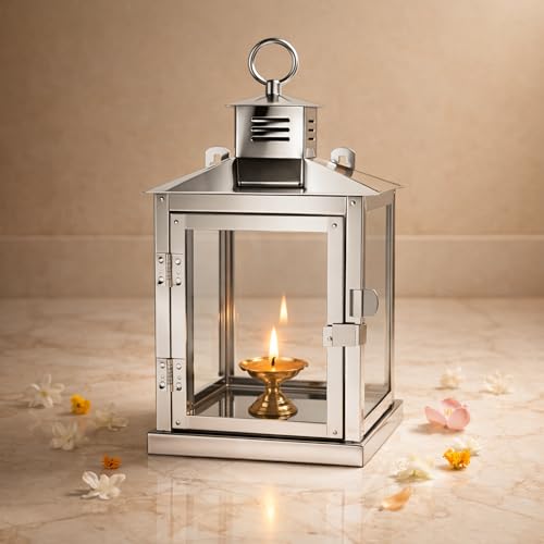 Spillbox Stainless Steel Wall Mounted Oil Lamp with Glass Cover Large