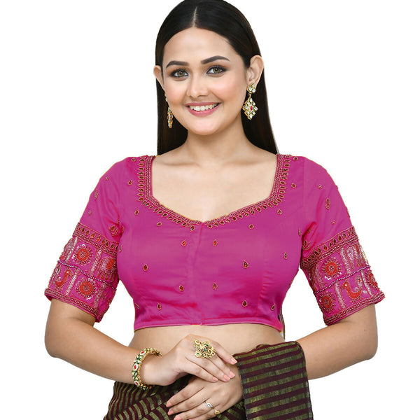 Joban Fashion Women's Pink Embroidered Stitched Blouse