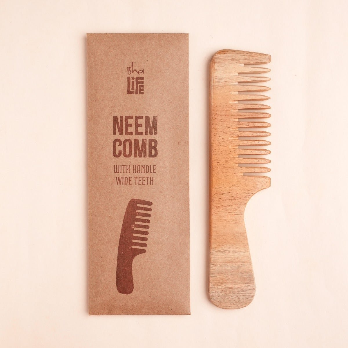 Isha Life Handmade Neem Wood Comb With Handle (Wider Teeth) - Distacart