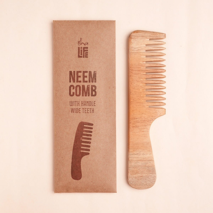 Isha Life Handmade Neem Wood Comb With Handle (Wider Teeth) - Distacart