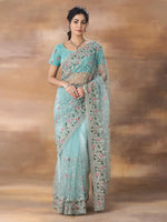 Thumbnail for kasee Floral Embroidered Net Saree - Distacart