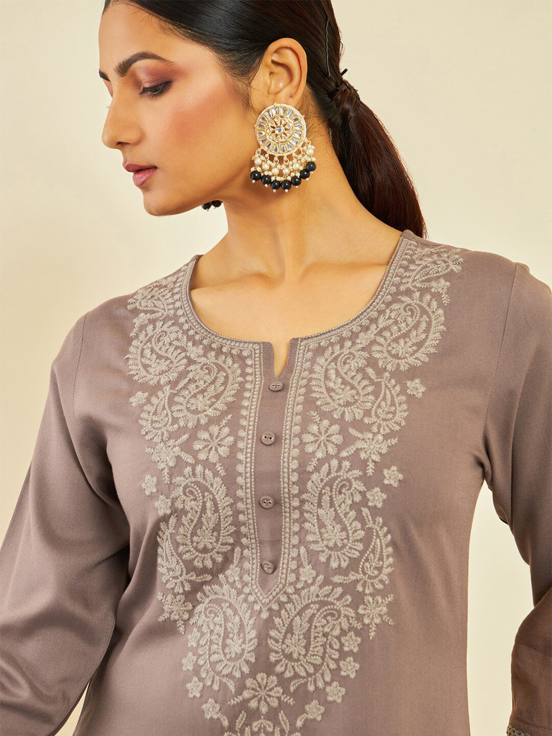 Soch Ethnic Motifs Yoke Design Thread Work Straight Kurta - Distacart