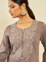 Thumbnail for Soch Ethnic Motifs Yoke Design Thread Work Straight Kurta - Distacart