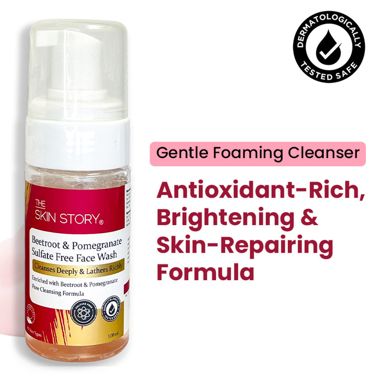 The Skin Story Beetroot Glow Foaming Face Wash For Dark Spots Anti-Aging Cleanses Pore Sulphate Free
