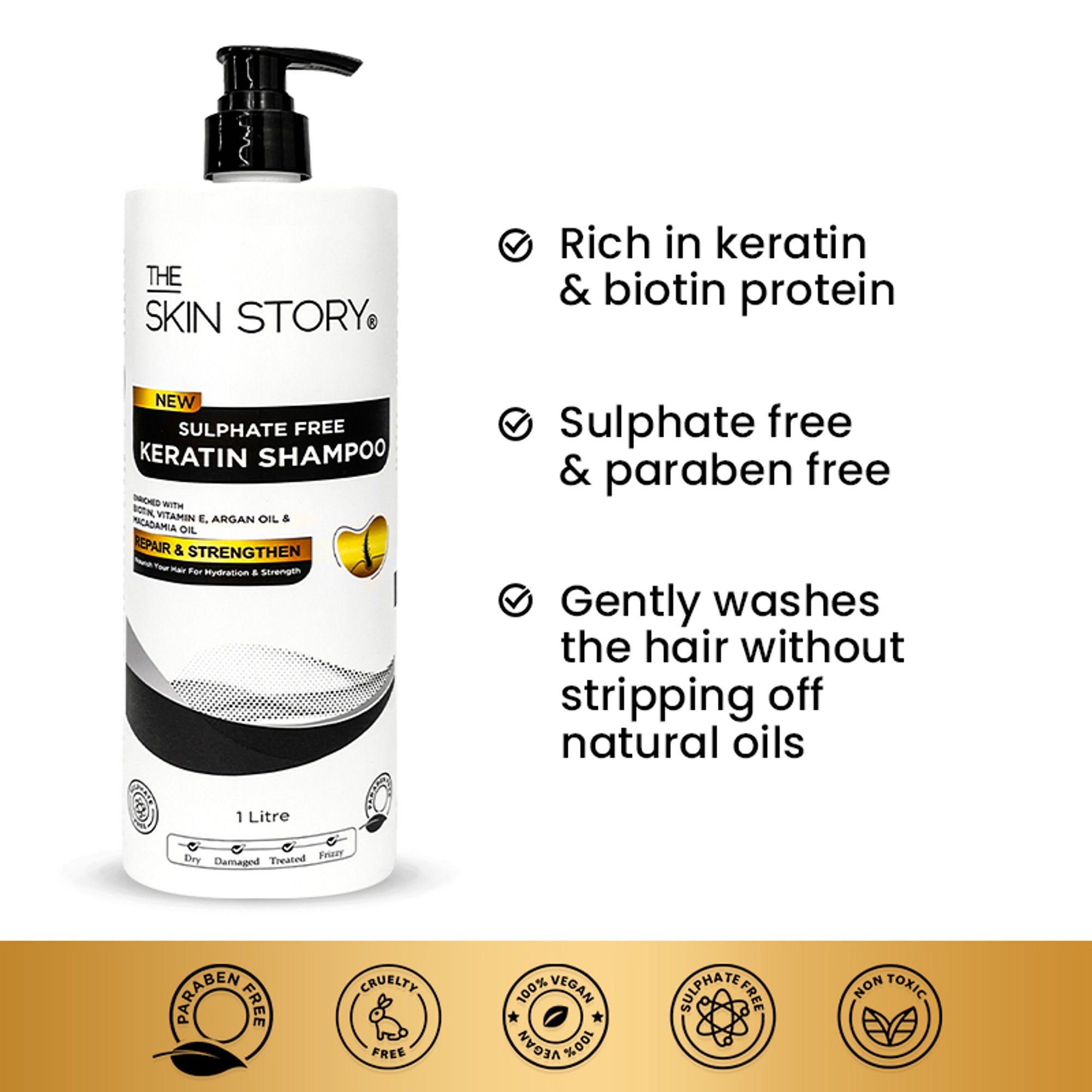 The Skin Story Sulphate Free Keratin Smooth Shampoo For Dry Damaged Hair - Distacart