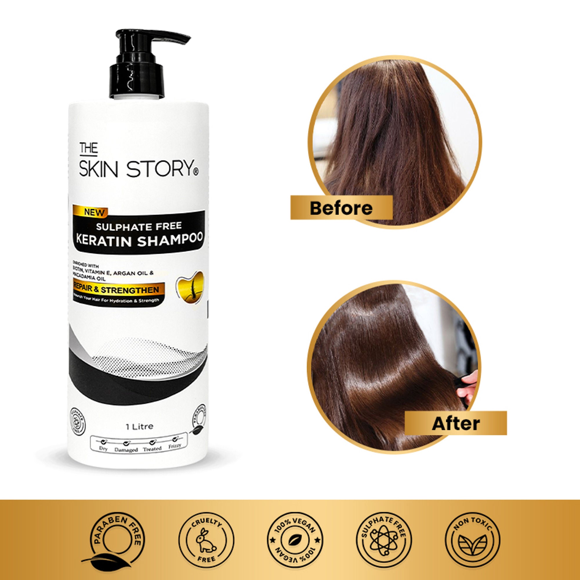 The Skin Story Sulphate Free Keratin Smooth Shampoo For Dry Damaged Hair - Distacart