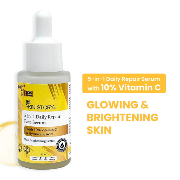 The Skin Story 10% Vitamin C Skin Brightening Face Serum With Hyaluronic Acid For Glowing Firm Skin - 30ml
