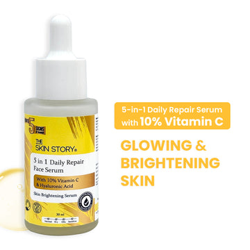 The Skin Story 10% Vitamin C Skin Brightening Face Serum With Hyaluronic Acid For Glowing Firm Skin - 30ml