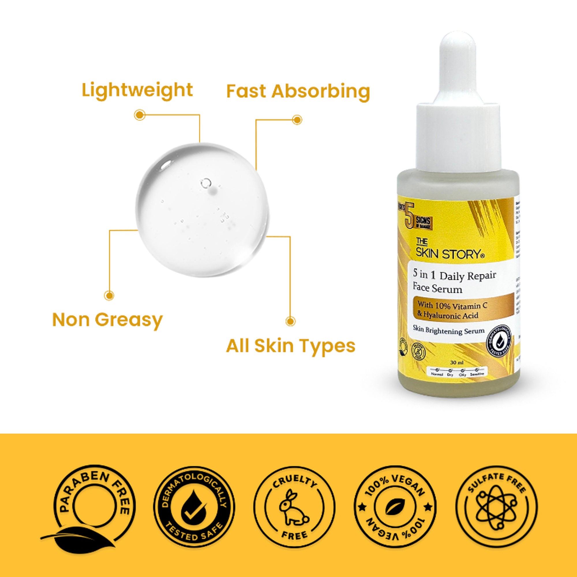 The Skin Story 10% Vitamin C Skin Brightening Face Serum With Hyaluronic Acid - Distacart