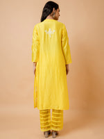 Thumbnail for HOUSE OF KARI Floral Embroidered Chanderi Silk Chikankari Kurta - Distacart