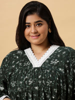 Thumbnail for Sztori Printed V Neck A Line Kurta