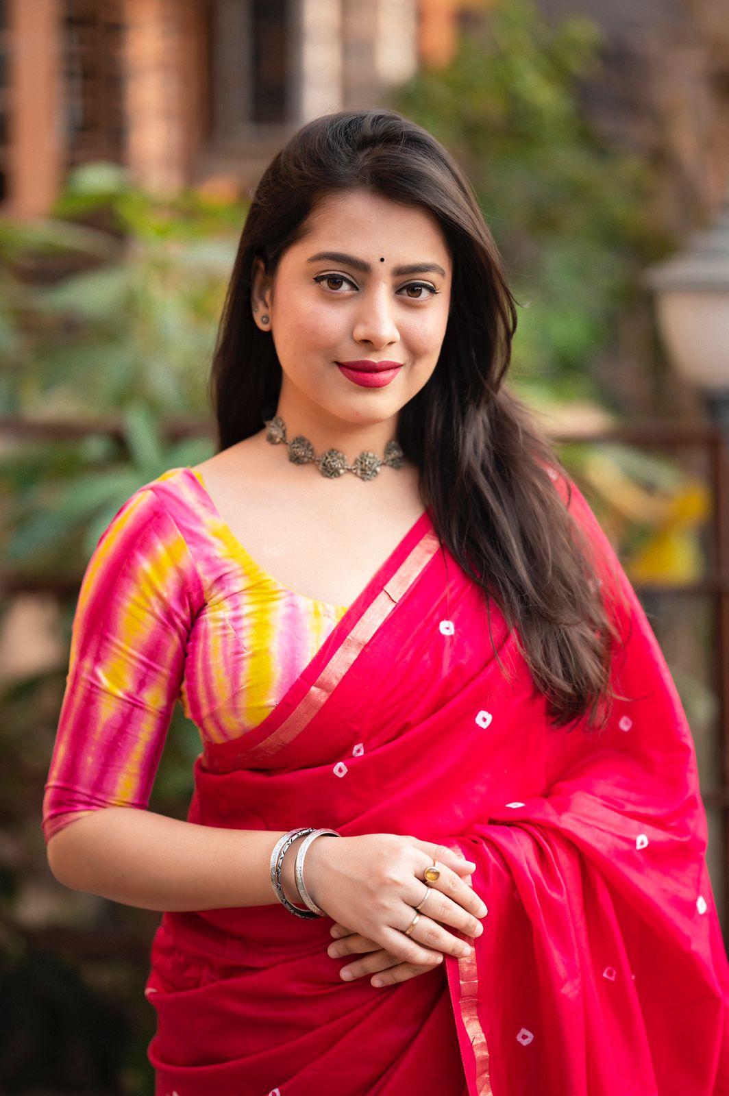 Rani Chanderi Cotton Block Print Saree with Unstitched Blouse - Hiral Fashion - Distacart