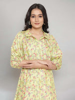 Thumbnail for AURELIA Green Floral Printed Asymmetric Midi Shirt Dress