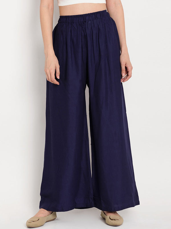 TAG 7 Women Pack of 2 Solid Flared Palazzos