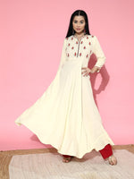 Thumbnail for All About You Women Grey Ethnic Motifs Embroidered Tiering Anarkali Kurta - Distacart