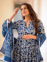 Thumbnail for Kalini Floral Printed Regular Anarkali Kurta with Trousers & With Dupatta - Distacart