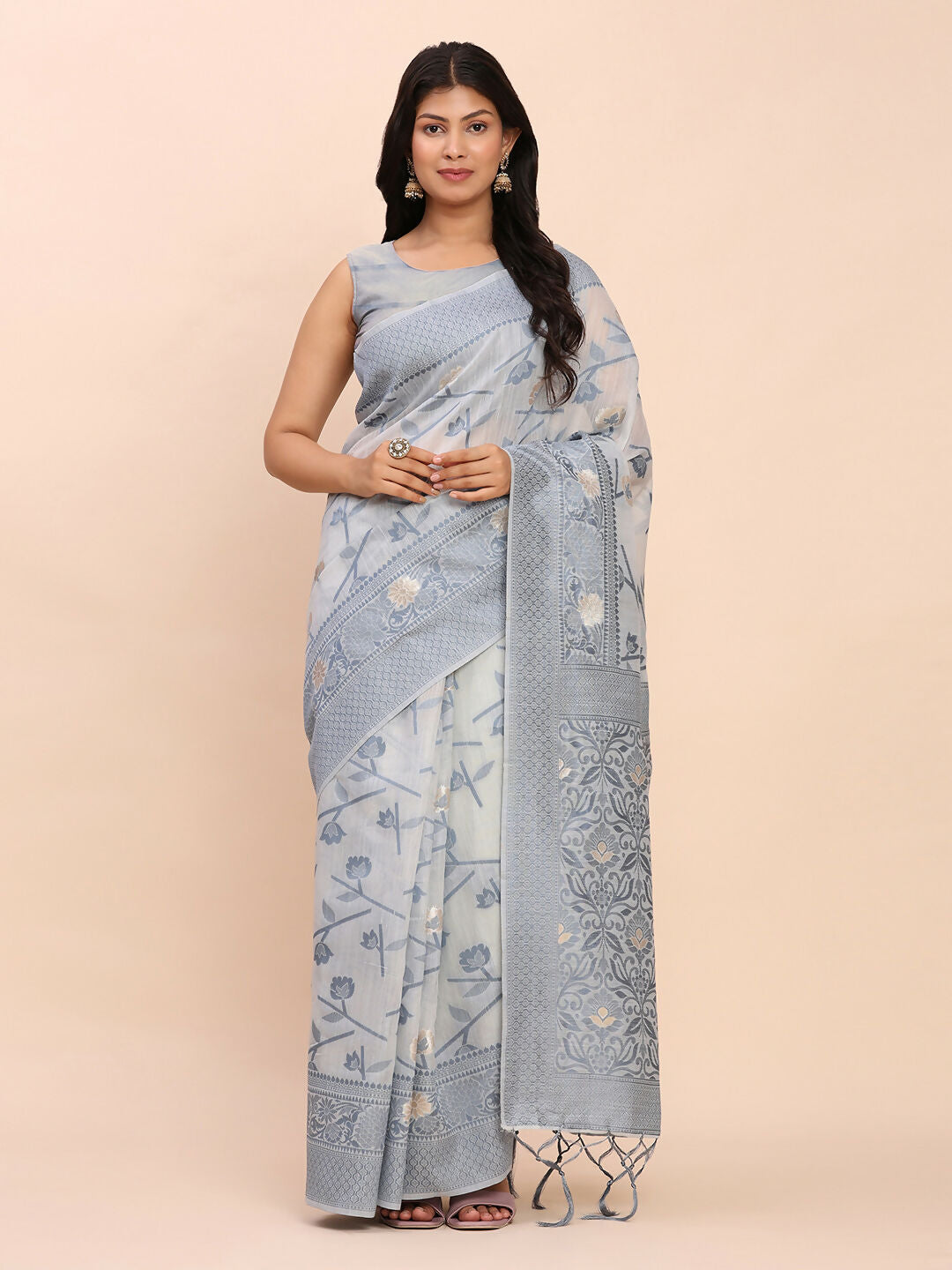 Astita Linen Cotton Grey Saree