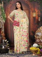 Thumbnail for Astita Linen Cotton Cream Saree