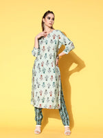 Thumbnail for All About You Women Calm Green Ethnic Motifs Print Parade Kurta with Trousers - Distacart